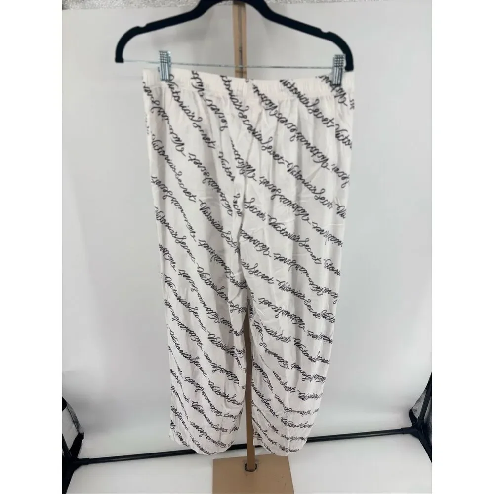 Victoria's Secret Pajama Set Long Sleeve Top Pants Rhinestone Logo Size M